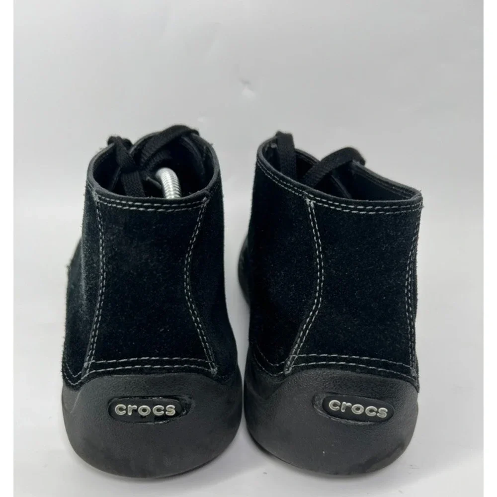 Crocs Suede Chukka Boots Mens Sz 11 Black Leather Minimalist Gorpcore Y2K Retro